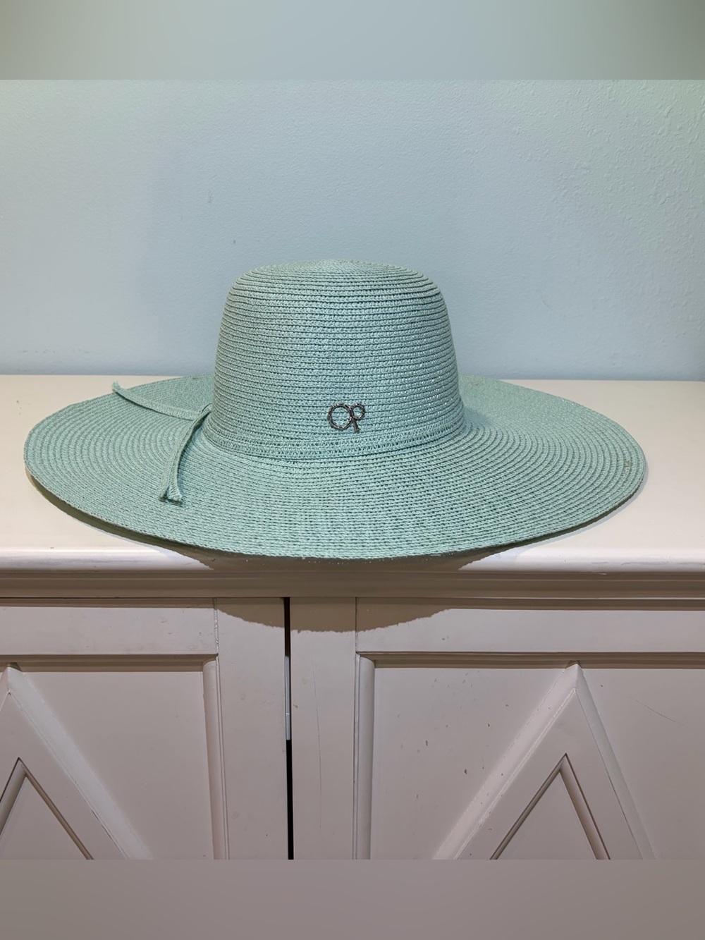 NWOT 18” Diameter OP Wide Brim Sun Hat in Aqua Green - Women's Straw Beach Hat